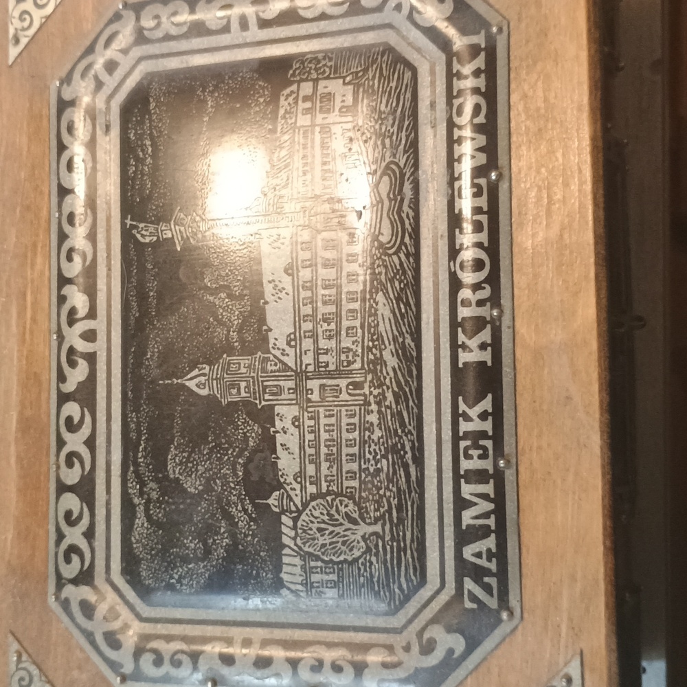 Wooden Box with Castle Illustration